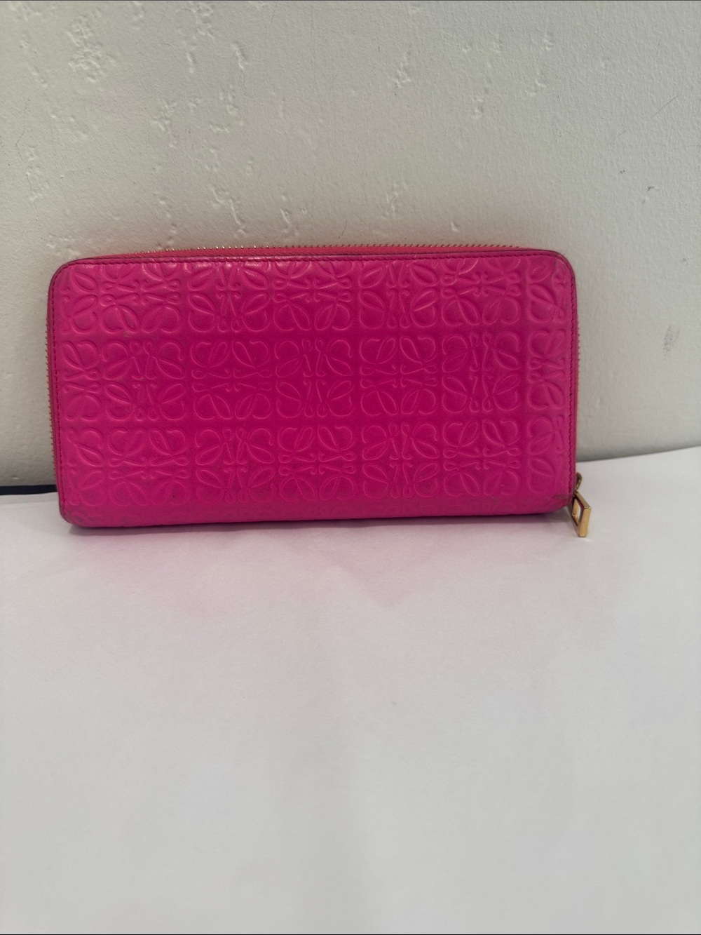 Loewe Fuchsia Embossed Zip Wallet